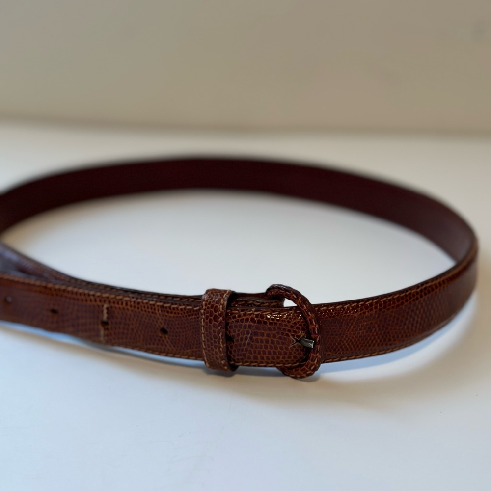 Geunine Lizard Belt Women’s Size 32 Brown Made In Italy